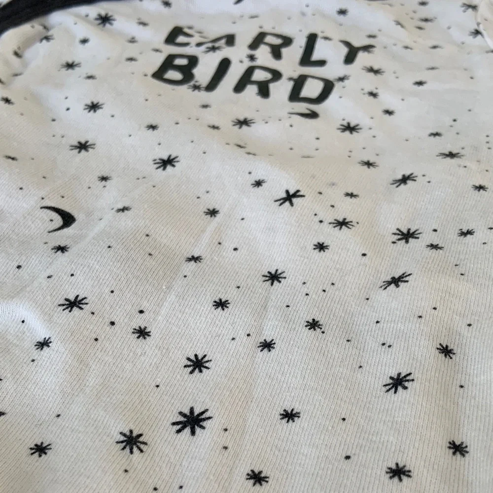 🍊5/$25 Carter's White and Charcoal Starry 'Early Bird' Footie size 9m - Picture 6 of 8